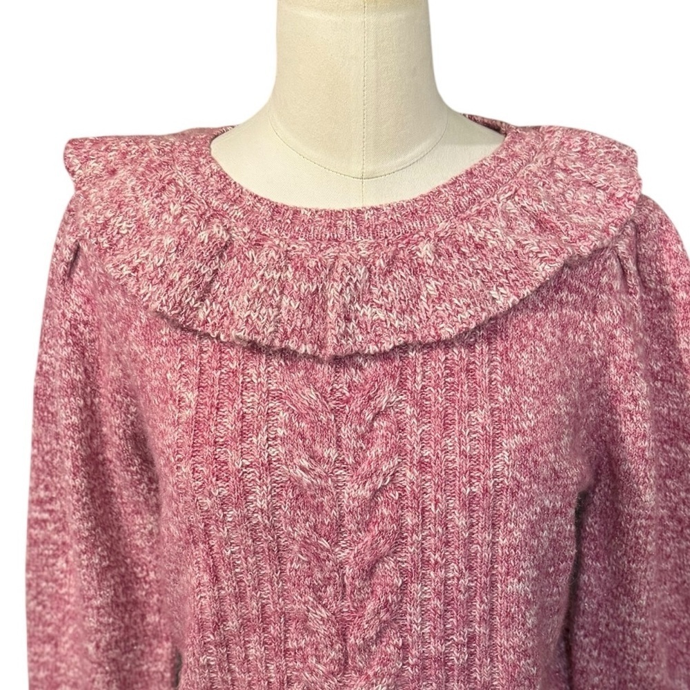 GREYLIN Claris Cozy Lurex Knot Sweater in Magneta Pink  Wool Blend in Sz Large - Picture 5 of 9